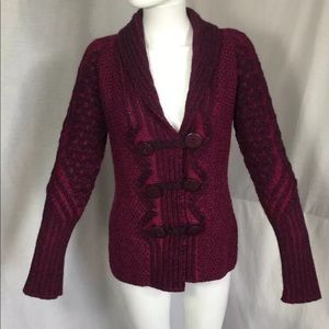 Aran Crafts Irish Wool Cardigan Sweater Purple